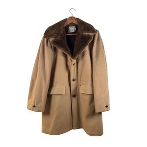 Vintage‎ Vagabond Rich Sher Men's Size 40 Faux Fur Collar Wool Blend Overcoat